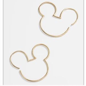 NEW DISNEY X BAUBLEBAR Mickey Mouse 18K Gold Sterling Threader Hoop Earrings